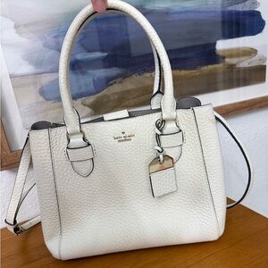Kate Spade Cream Satchel with Silver Accents